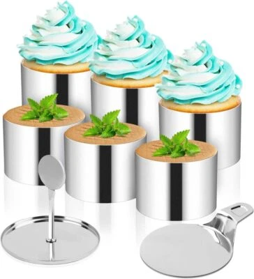 Speisering Dessertring 8 tlg. Set Servierring Ringe Former + Heber Edelstahl - Bild 1 von 4