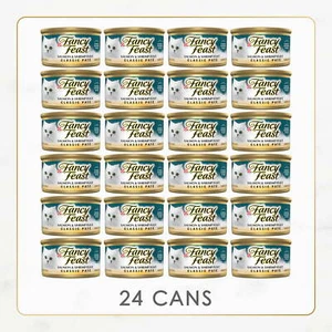 Purina Fancy Feast Classic Pate Cat Food Grain Free Soft Salmon & Shrimp 24 Pack - Picture 1 of 6