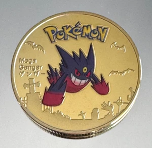 MEGA GENGAR Gold Coin - Pokemon Coin 18K Gold Plated - Exclusive Rare Design - Picture 1 of 10