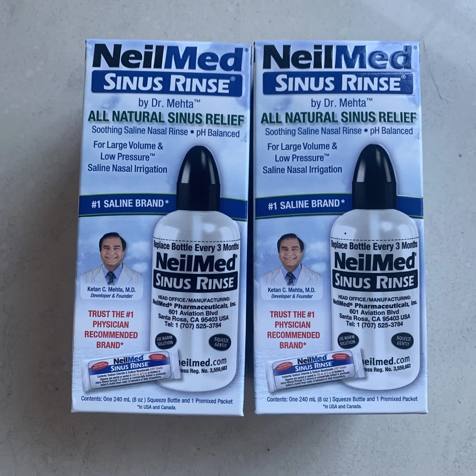 Enjuague sinusal Neilmed (2) dos botellas exprimibles 8 OZ + cajas nuevas dañadas Foto 1 de 3