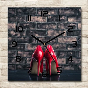 Wanduhr Echt-Glas-Küchenuhr 30x30 Deko Bilder-Motiv: Rote High Heels Rot - Bild 1 von 9