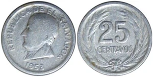 1953 Silver .900 El Salvador 25 Centavos KM# 137 - Picture 1 of 3