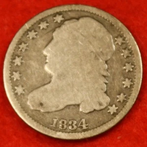 1834-P Capped Bust Dime 90% Silver Coin CD06 - Picture 1 of 2