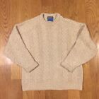 Pendleton Vintage Sweater Mens Size L Large Pure Virgin Wool Cable Knit Crewneck