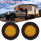 2x 2" Inch Amber 9 LED Round Truck Trailer Side Marker Clearance Light w/Grommet