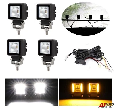 4X 12V 24V LED White Amber Strobe Flashing Recovery Lightbar Light KIT + Wiring - Image 1 of 4