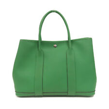 HERMES PHW Garden Party PM Tote Bag Negonda Leather Bamboo/Green