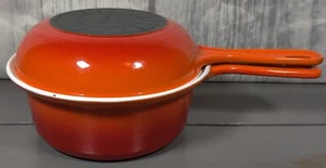 Vintage Casron Japan #2 & #3 Cast Iron Enamel Pans Flame Orange Ombre 6.5 In - Picture 1 of 7