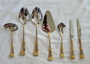 Royal Albert Old Country Roses Gold Accent Stainless Steel Hostess Serving Set - Picture 1 of 15