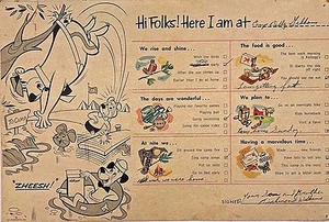 Vintage 1960 Kellogg's Hi to Parents from Camp Postcard 1960s - Picture 1 of 2