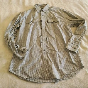 Guess Jeans Mens Large Brown Multicolor Checkered Casual Button Up Shirt - Picture 1 of 8