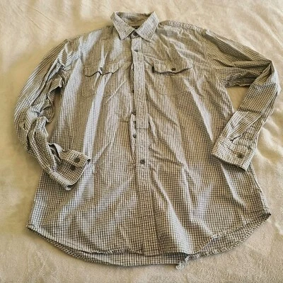 Guess Jeans Mens Large Brown Multicolor Checkered Casual Button Up Shirt - Image 1 of 4