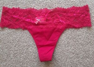 Ex M & S Pink Lace Effect Detail Thong Various Sizes Available