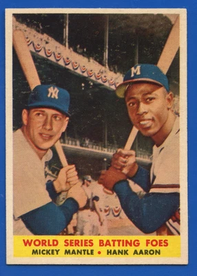 1958 Topps #418 Mickey Mantle World Series Batting Foes EX No Creases, Centered - Image 1 of 2