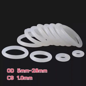 OD 5mm-28mm Cross Section 1.0mm White Silicon Rubber O-Ring Seals Washer Grade - Picture 1 of 8