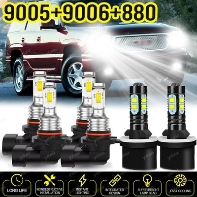FOR GMC Yukon XL 1500 2500 2000-2006 LED Headlights High/Low Fog Light Bulbs Kit - Image 1 of 4