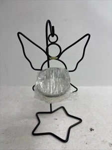 Colgante en forma de ángel de metal negro con portavasos votivo de vidrio y soporte colgante - Imagen 1 de 8