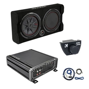 Kicker CXA400.1 400W Mono Amplifier w/Kit, Remote, 12" 1000W Subwoofer Enclosure - Picture 1 of 6
