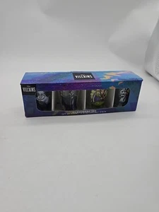 New Disney Villians Glassware Set Of 4 Shot Glasses Ursula Maleficent Evil Queen - Picture 1 of 7