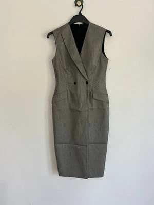 Ted Baker Midi платье на заказ женщин TB 2 UK 10 серый ассиметричный спереди Koad новый - Изображение 1 из 4