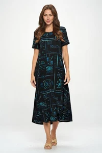 Travel Knit Dress, long A-Line, S/S, Stretchy NO-IRON poly/span. 401 - Picture 1 of 3