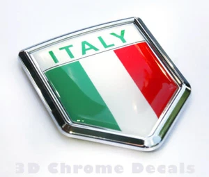 Italy Italian Flag Car Chrome Emblem Decal 3D Sticker - Picture 1 of 2