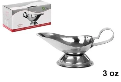 Saucière Saucier Métal Neuve avec Poignée 15 x 7 cm 3 oz 85 ml Service de Table - Photo 1/3