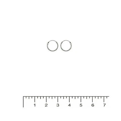 Silver Baby Continuous Hoop Earrings Sterling Silver 925 Jewelry 1.2 mm x 8 mm - Image 1 of 3