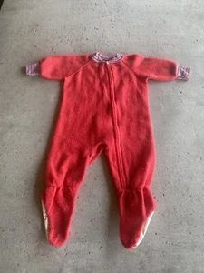 Vintage Gerber 7-12 Months Red Blanket Footie One Piece Sleeper Onesie Jumper - Picture 1 of 6
