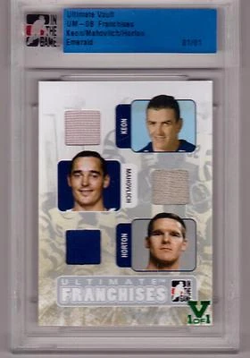 TIM HORTON KEON MAHOVLICH 07/08 ITG Ultimate Franchises Triple Jersey #1/1 Vault - Image 1 of 2
