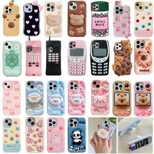Für iPhone 13 14 15 16 Pro Max Niedliche 3D Cartoon Tier Blume Weiche Silikon Hülle - Bild 1 von 126