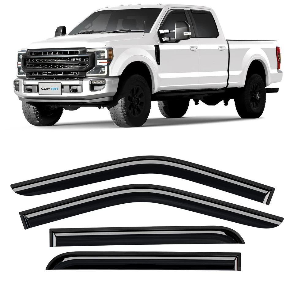 Sun Rain Visors Wind Rain Guards for 17-25 Ford F250-F550 Super Duty SuperCrew - Image 1 of 4