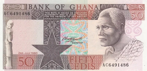 Ghana banknote 50 cedis (1980)   P-22   UNC Cover