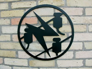 Electricista el signo gremial de acero de 3 mm placa interior logotipo de empresa decoración - Imagen 1 de 3