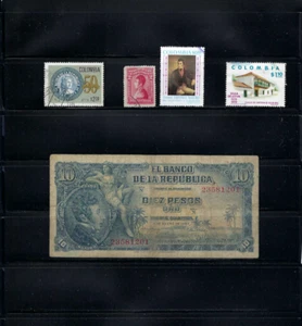 DIEZ PESOS ORO .- BANREPÚBLICA COLOMBIA - SELLOS ANTONIO NARINO-PAPEL MONEDA - Imagen 1 de 2