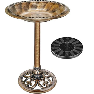 Comedero para baños de aves de jardín al aire libre de 28 pulgadas y conjunto de fuente redonda para estanque con energía solar Foto 1 de 4