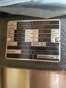 Grundfos Pump with Baldor Motor - • Model: B97761006P115330001 - Picture 1 of 3