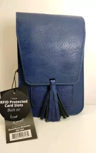 K. Carroll RFID Secure Harper Crossbody Strap Purse Wallet 5x7 Navy/Navy Shimmer - Picture 1 of 13