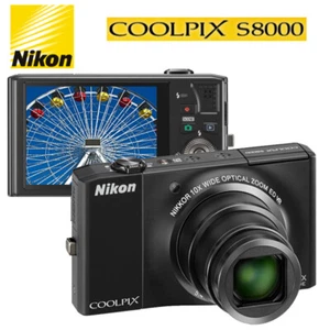 Nikon COOLPIX S8000 Digital Camera Black NIKKOR 10X ZOOM 14.2MP - Picture 1 of 5