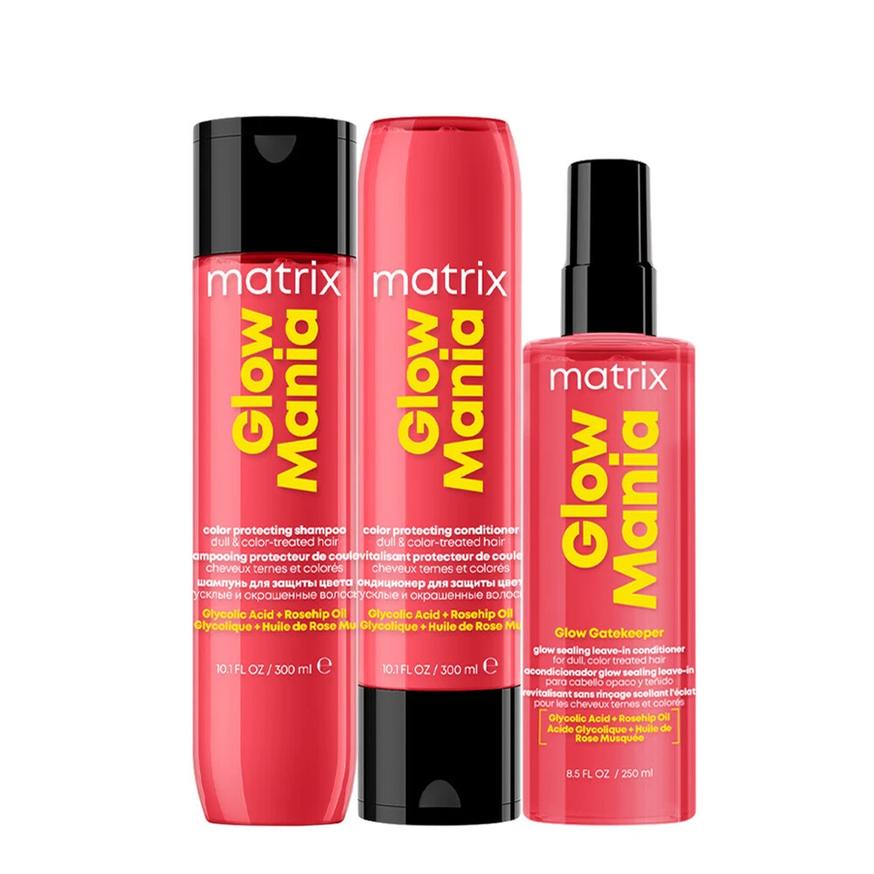 Matrix Haircare Glow Mania Shampoo 300ml Conditioner 300ml Leave In 250ml - Imagen 1 de 1