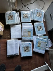 20 X ( Extra long ) HOTEL WHITE SATIN STRIPE FABRIC SHOWER CURTAINs Joblot 2nds - Bild 1 von 5