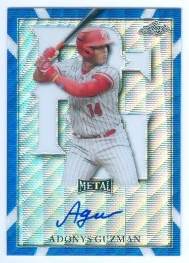 ADOYNS GUZMAN "BLUE METAL WAVE AUTOGRAPH /10" LEAF PERFECT GAME AAC METAL 2021 - Image 1 of 1