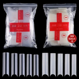 XXL Square Straight Nails Extra Long Half Cover Artificial False Nail Tips Clear - Picture 1 of 10