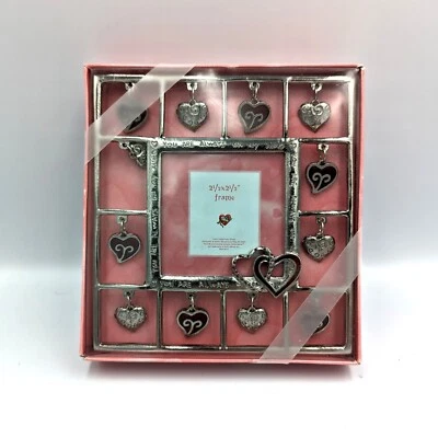 Encanto corazón esmalte plata San Valentín día de la madre colgante marco de fotos 2,5x2,5" Foto 1 de 4