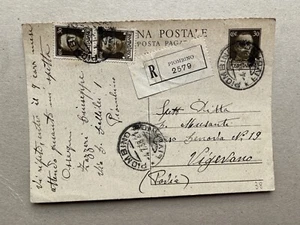 C) Intero postale Imperiale raccomandata Piombino Elba Livorno 4.7.38 Vigevano - Imagen 1 de 2