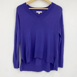 Chelsea 28 Womens Oversize VNeck High Low Soft Sweater Navy Blue Sz XS - Picture 1 of 5