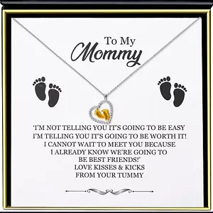 Baby Feet Heart Necklace Expecting New Mom Valentine's Day Baby Shower Gifts - Picture 1 of 5