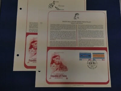 Juego de (2) páginas FDC "Serie de sellos inaugurales de Palau" de 1983 (artesanía artística) Foto 1 de 2