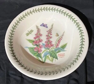 VINTAGE LARGE SERVING BOWL BOTANICAL GARDEN FOXGLOVE DIGITALIS PURPUEA ENGLAND - Picture 1 of 7