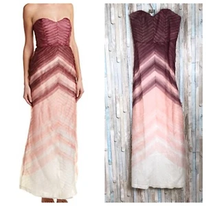 NWT Parker Black 10 Ombre Silk Chiffon Sweetheart Long Gown Dress $595 - Picture 1 of 9